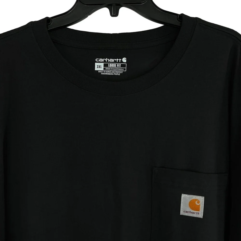 Carhartt Men's 3XL Black Long Sleeve Pocket T-Shirt Loose‎ Fit Heavyweight